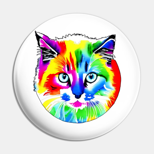 Colorful Rainbow Cats Digital Portrait (MD23Ar008) Pin by Maikell Designs