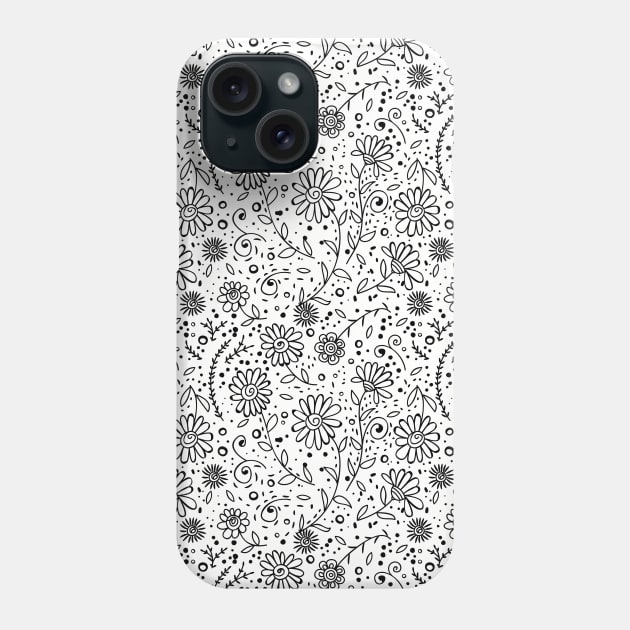 Doodle floral pattern Phone Case by katerinamk