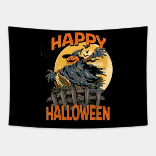 Funny Pumpkin Halloween Scarecrow Tapestry