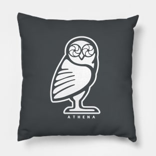 Athena owl. Design for ancient Greece fans in white ink Pillow