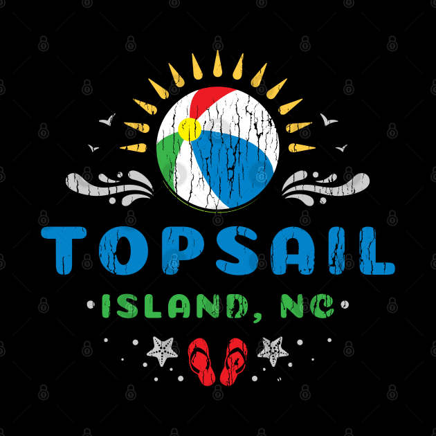 Topsail Island, North Carolina Beach Ball Flip Flops by Contentarama