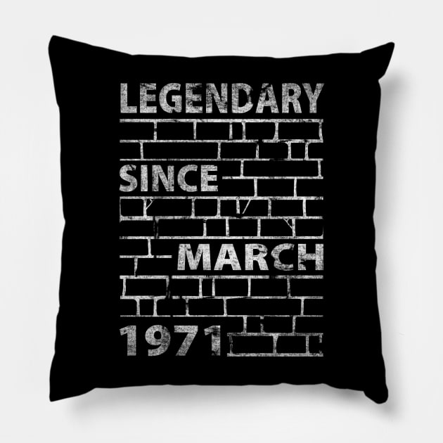 Mason Bricklayer 50 Birthday Gift March 1971 Pillow by shirtontour