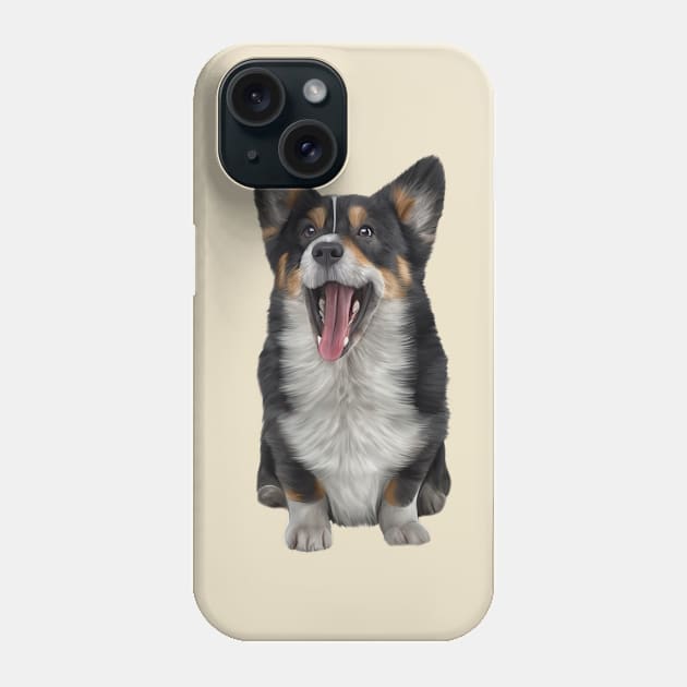 Drawing Dog Welsh Corgi black Phone Case by Bonidog