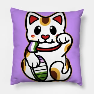 LGBTQ+ Pride Lucky Cat - Genderqueer Pillow