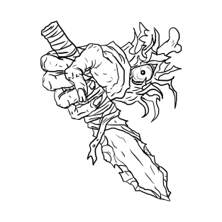 Scary Hands Monster Horror Black Lineart T-Shirt