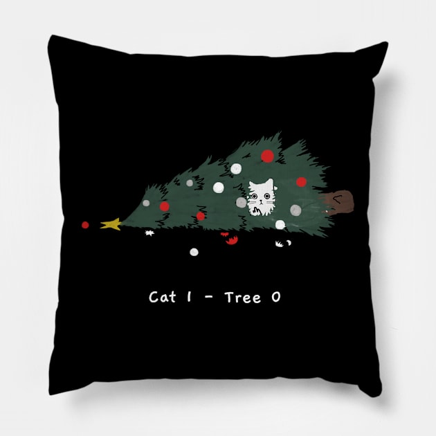 Christmas tree (white caption) Pillow by KentheCat