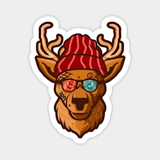 Funny Hipster Deer Head Magnet