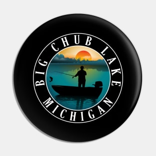 Big Chub Lake Fishing Michigan Sunset Pin