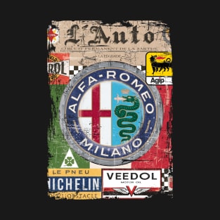 Alfa Romeo Vintage Poster L'Auto Distressed type 2 T-Shirt