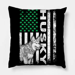 Irish Sibe Husky Dog American Ireland Flag St Patrick Day Pillow