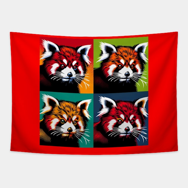 Red Panda Radiance: A Pop Art Tapestry by PawPopArt