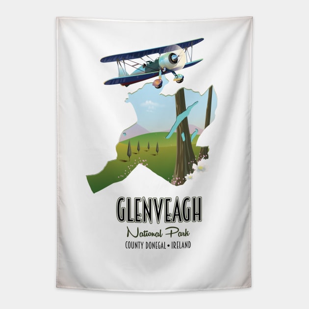 Glenveagh National Park Ireland Map Tapestry by nickemporium1