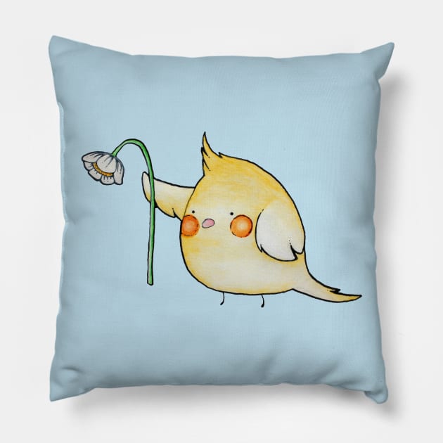 Cheeky the Cockatiel Pillow by AlexMathewsDesigns