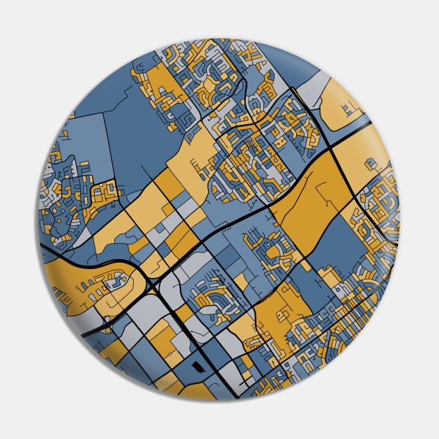 Laval Map Pattern in Blue & Gold Pin by PatternMaps