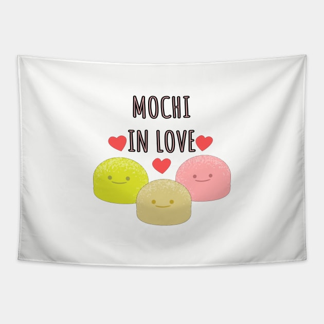 Mochi in Love Drawings Tapestry by Braznyc