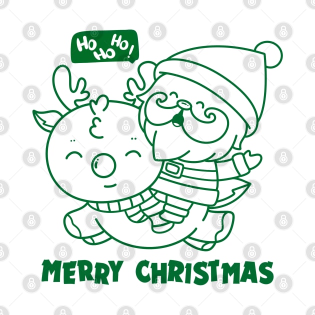 Merry Christmas - Santa Claus is riding a reindeer by Nine Tailed Cat