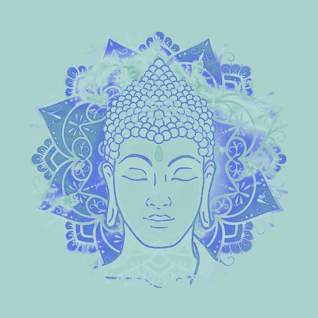 Buddha Face - Blue Mandala by MandalaSoul