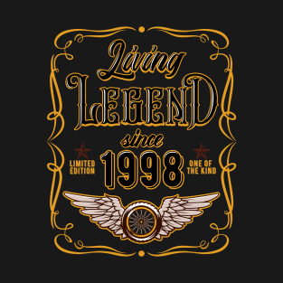 22nd Birthday Gift For Men Women Living Legend Since 1998 T-Shirt