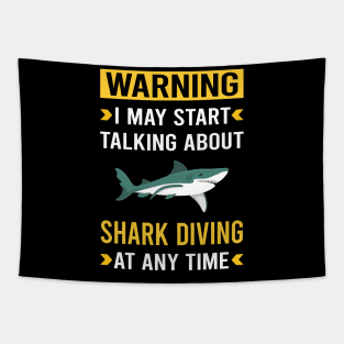 Warning Shark Diving Diver Tapestry