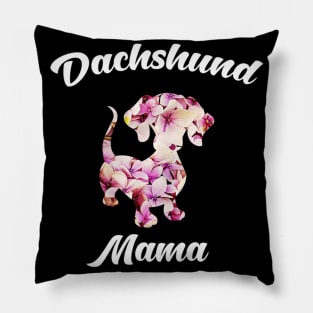 Dachshund Mama Flower Pattern Pillow