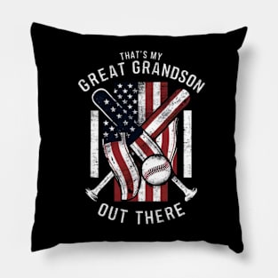 That's My Great Grandson Out There Grandma Baseball and Softball Women Gifts Pillow