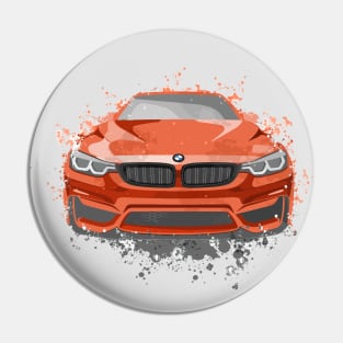 Sports Car Illustration in Red Color Pin