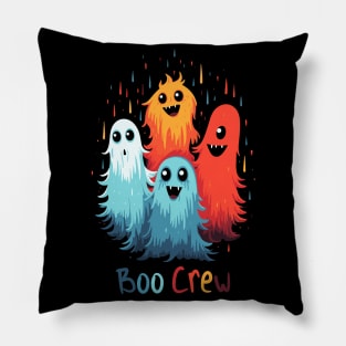 Cute Furry Halloween Monster T-Shirt, Boo Crew Shirt, Adorable Ghost Top, Spooky Hairy Tee, Funny Party Gift Pillow