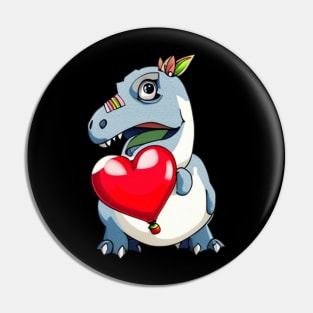 I Steal Hearts Valentines Day T-Rex Dinosaur Pin