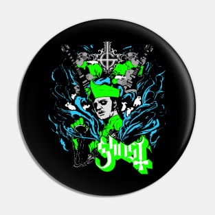 Ghost Retro Neon Green Pin