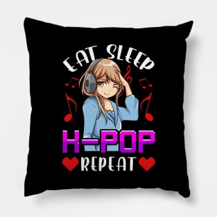 Cute Eat Sleep K-Pop Repeat KPop Korean Music Pillow