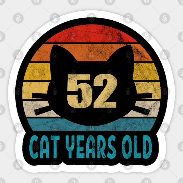 52 Cat Years Old Retro Style 9th Birthday Gift Cat Lovers Tumblr
