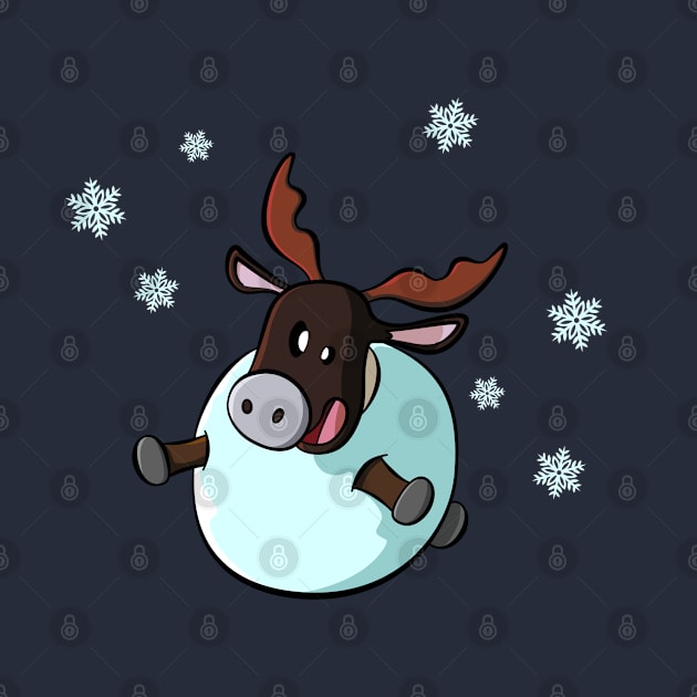 Snowball reindeer with snowflakes by AtelierRillian