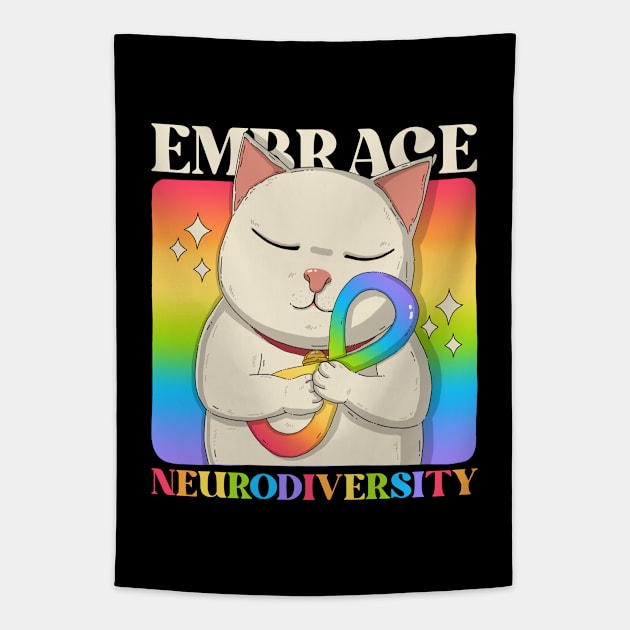 Embrace Neurodiversity Tapestry by Japanese Neko