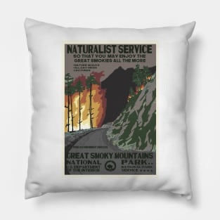 Retro WPA National Parks Poster of Great Smoky Mountains Reimagined for the Future with Climate Change Pillow