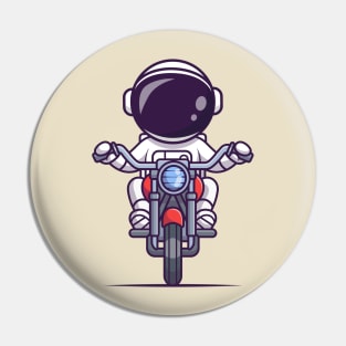 Cute Astronaut Riding Motorbike Cartoon Pin