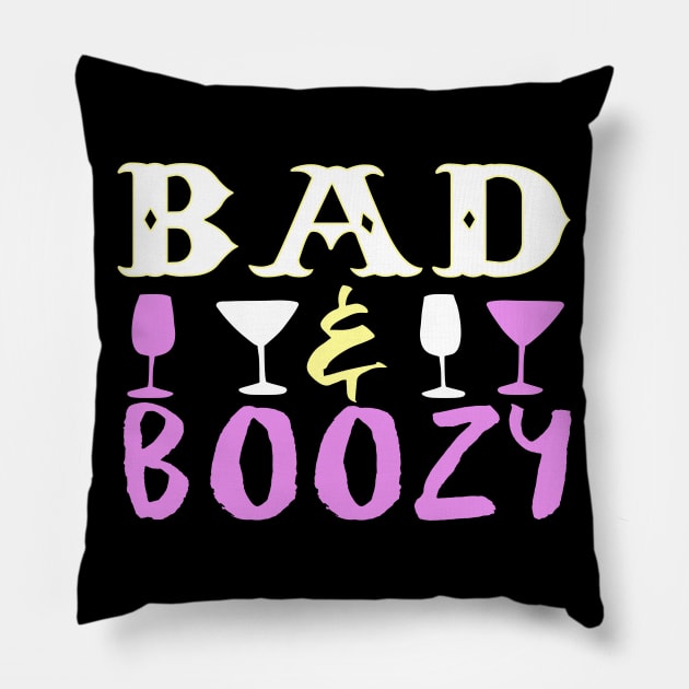 Bad and Boozy Pillow by fromherotozero