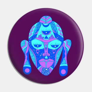 Blue African Mask 7 Pin