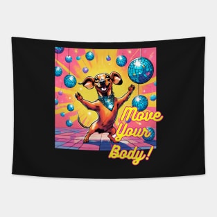 Dachshund Disco Move Your Body Tapestry