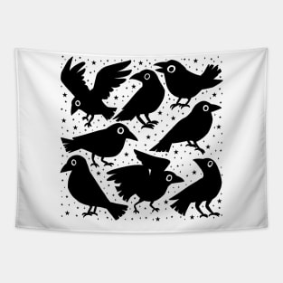 Cute black crows illustration Tapestry