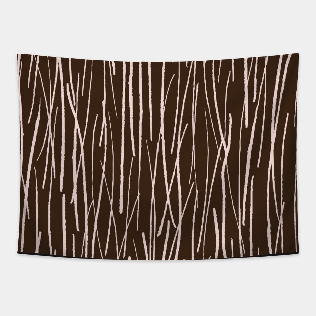 Pine Needles in the forest, chocolate brown and cream Tapestry by FrancesPoff