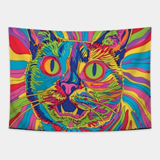 Psychedelic Cat Tapestry