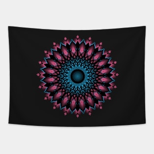 Flashy Fury Pink and Blue Mandala Tapestry