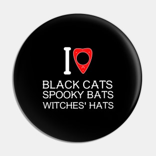 I Love Black Cat Spooky Bats Witches' Hats Pin