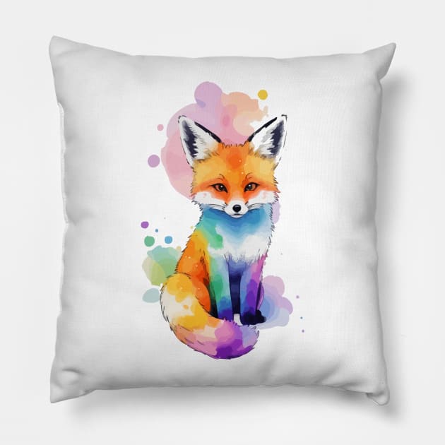 Fox - Colorful Animals Pillow by MIST3R