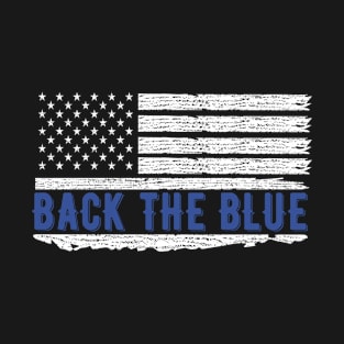 Back The Blue Thin Blue Line American Flag Police Support T-shirt T-Shirt