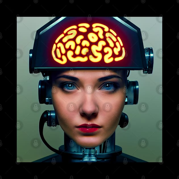 Android girl with a brain circuit by Pikantz