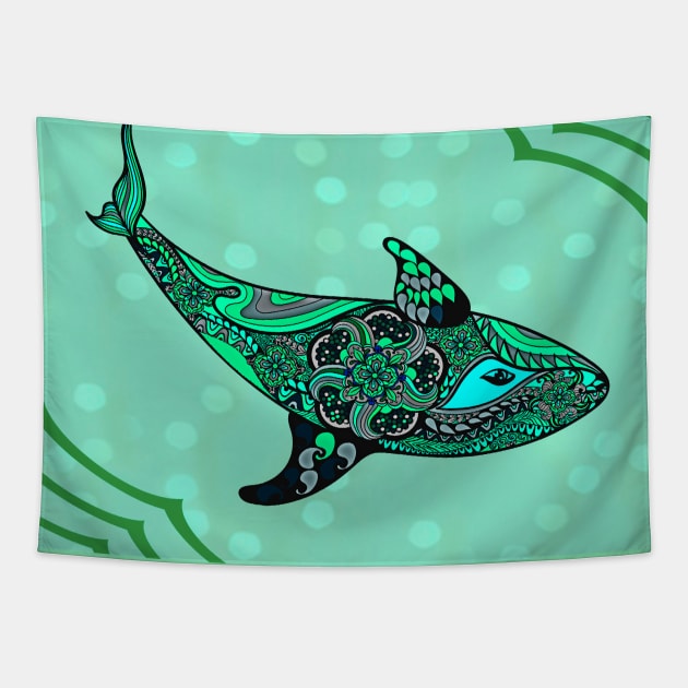 Green Whale Tapestry by Sailfaster Designs