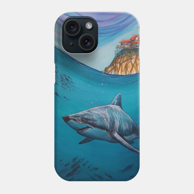 Great White Shark Under the Sea Phone Case by StephaniePerryArt