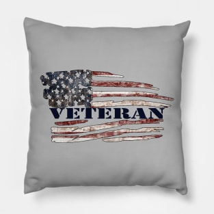 Veteran with American Flag Pillow