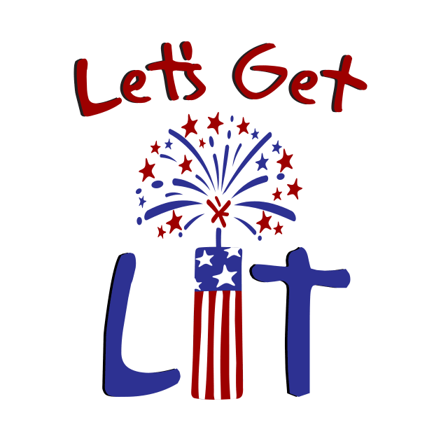 Let's Get Lit 4th Of July With Fireworks Funny Gift by Ramadangonim